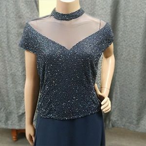 JKARA BEADED EVENING GOWN